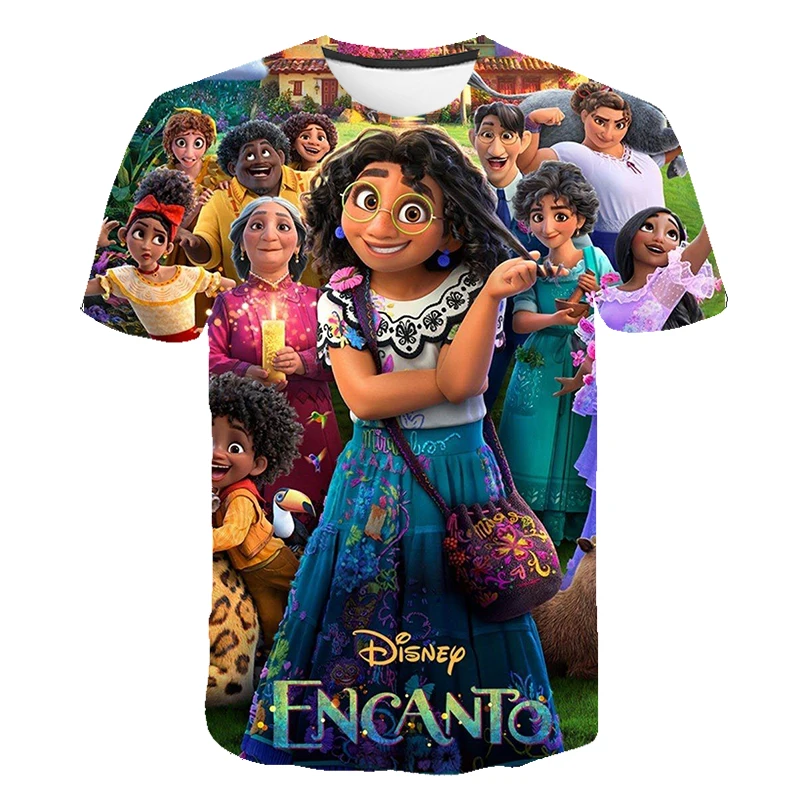 

Disney Encanto T Shirt Beautiful Mirabel Princess Encanto Women T-shirt Summer 3D Costume Girl Party Clothing Birthday