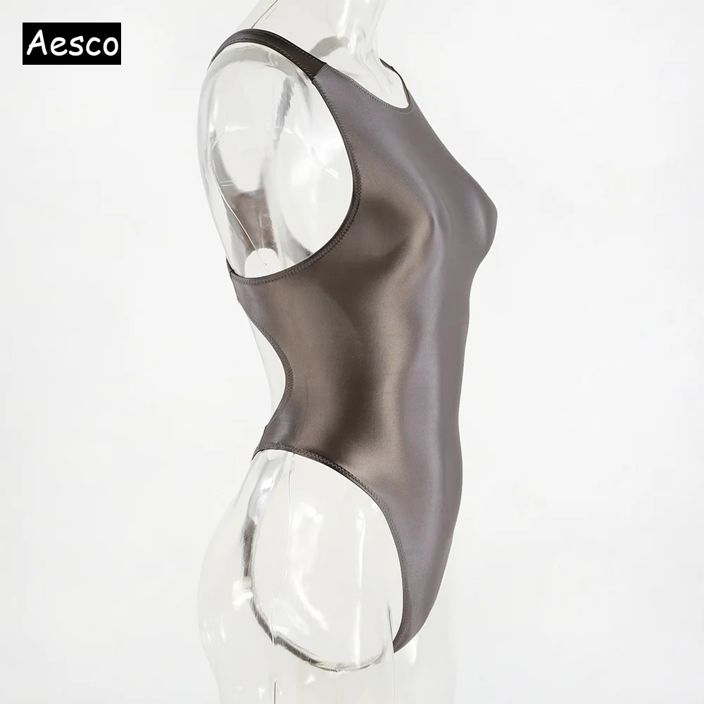 

Summer Sexy Glossy Satin Women Bodysuit Plus Size Swimsuit Romper One Piece Body Suits Swimwear