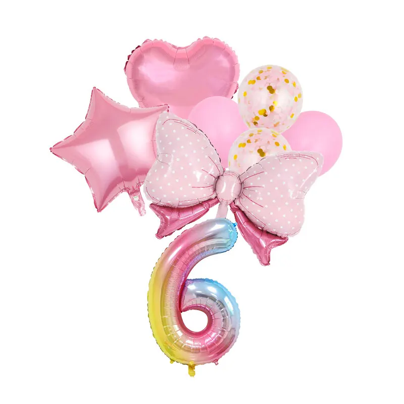 Rosa Schleife Geburtstag Party Dekoration Geschirr Tassen Teller Servietten Ballon Set Geschenktüte Banner Kuchen Topper Mädchen Kind Partyzubehör – Detail 32