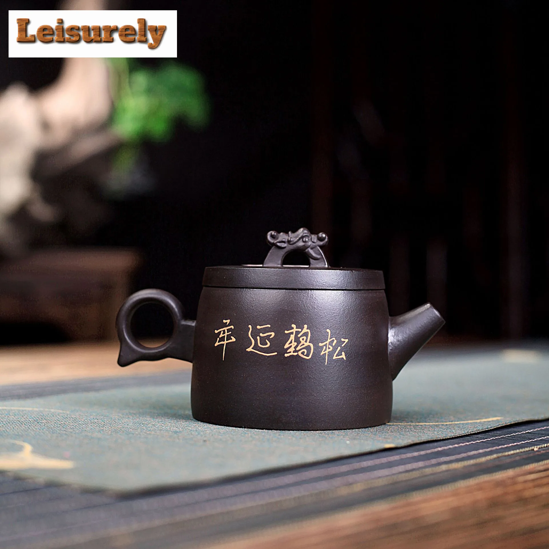 190ml Creative Yixing Purple Clay Teapots Handmade Pine Crane Pot Raw Ore Black Mud Kettle With Infuser Zisha Tea Set Supplies