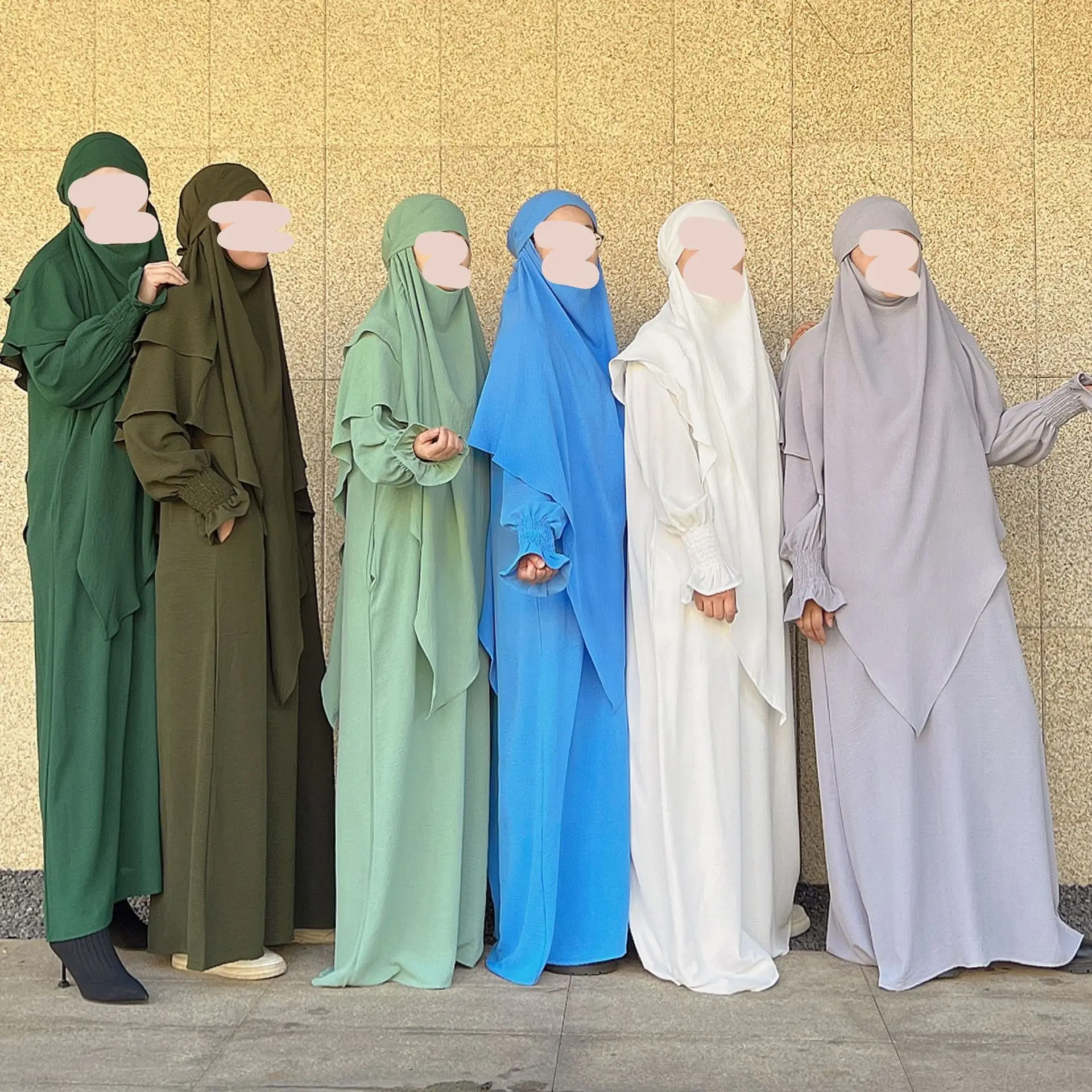 Ramadan Abaya with Khimar Set 2 Piece Jilbab for Women Long Hijab Dress Muslim Prayer Clothes Turkey Islamic Dubai Outfits Niqab