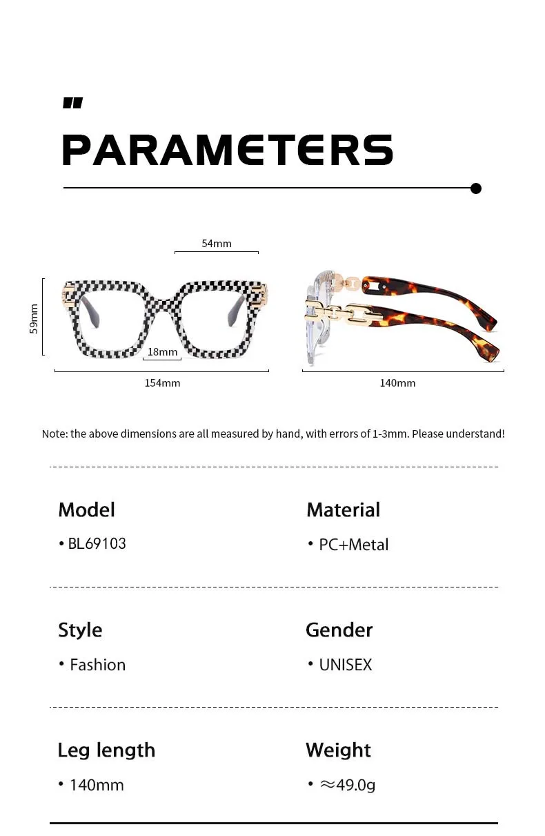 Modische Damen-Brillengestelle für Sehstärke Übergroße Lesebrille Anti-Blaulicht-Brille Maßgefertigte Korrektionsbrille 306660 – Detail 4