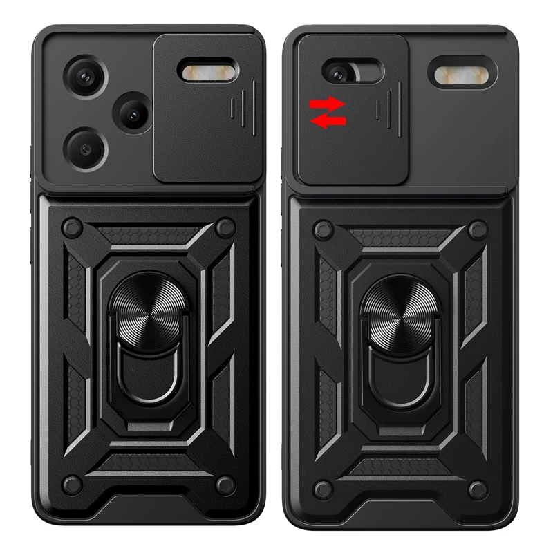 Armor Car Magnetic Holder Ring Case with Lens Protection