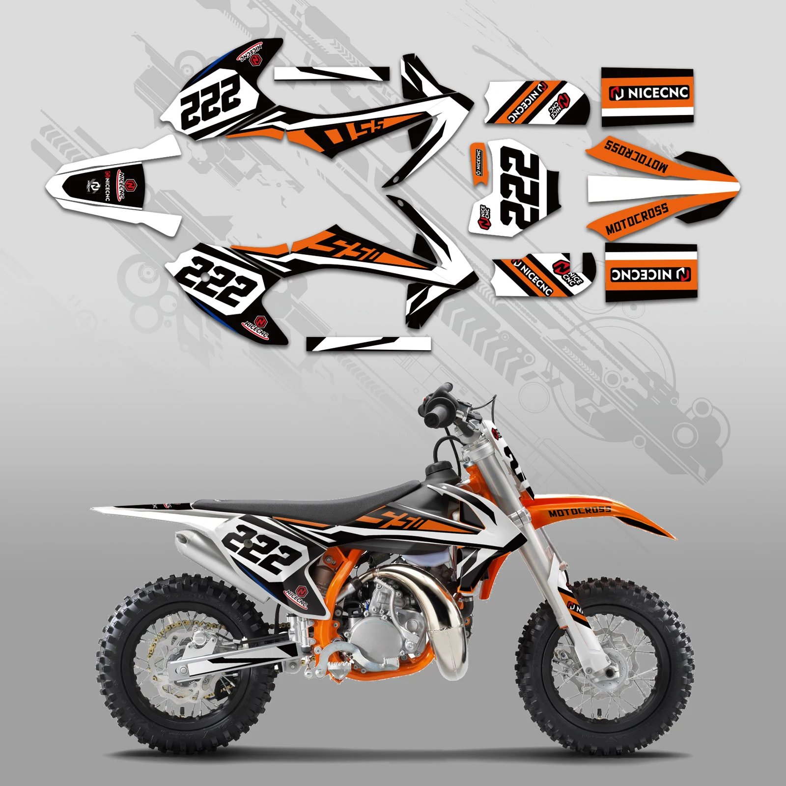 NICECNC Für KTM SX50 MINI 50 2016-2022 2021 2020 2019 2018 2017 Motorrad Verkleidung Grafik Hintergrund Aufkleber Aufkleber anpassen – Detail 8