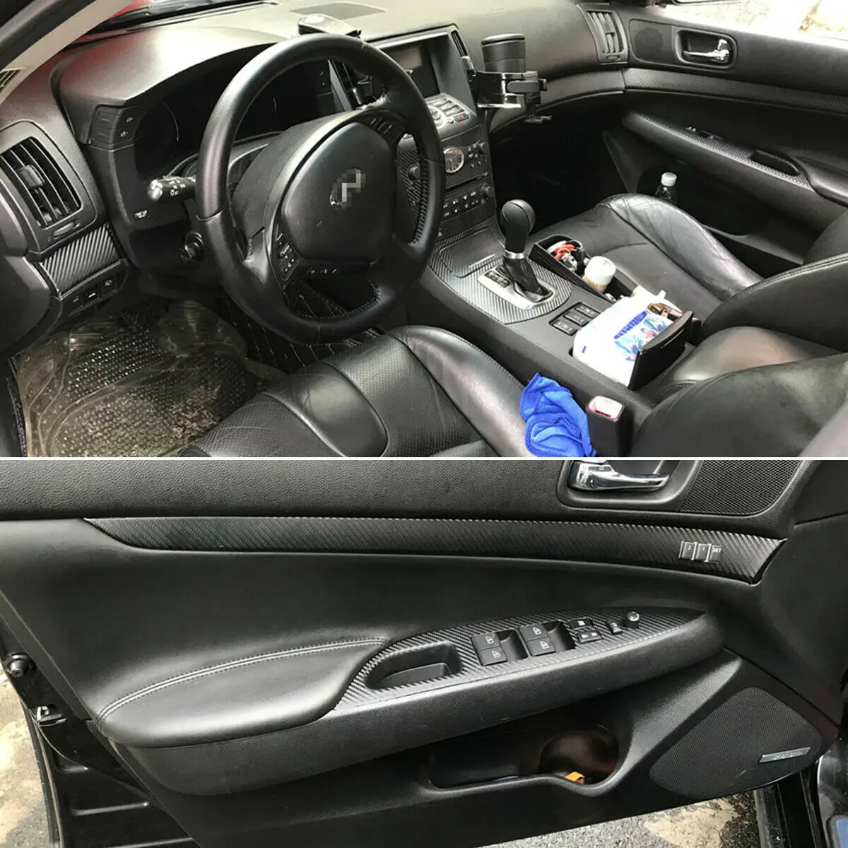 

1 Set Car Interior Stickers Carbon Fiber Pattern DIY Trim Decals For Infiniti G35 2007-2008 Left-hand Drive Car Parts