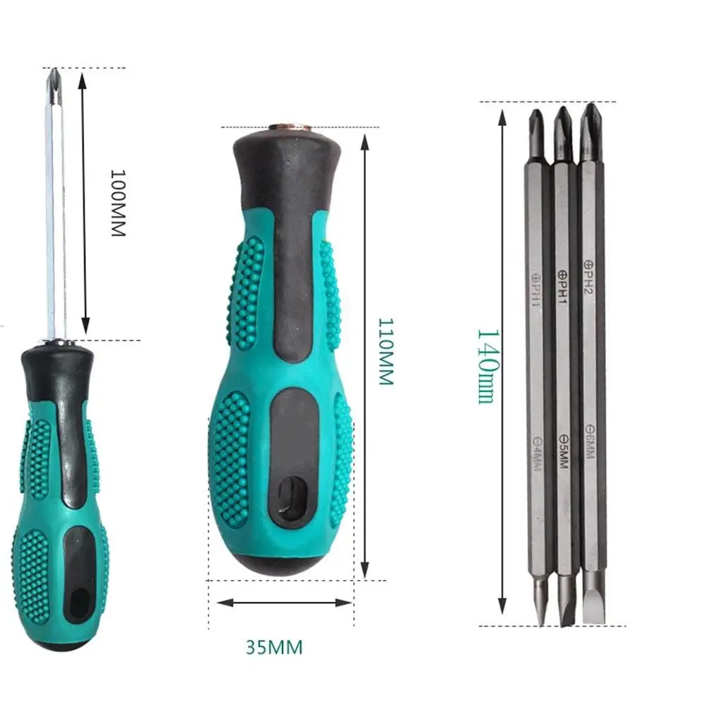 

3 In 1 Multi-function Adjustable Slotted Cross Screwdriver Bits Double Headed Usable Screwdriver Repair Hand Tool