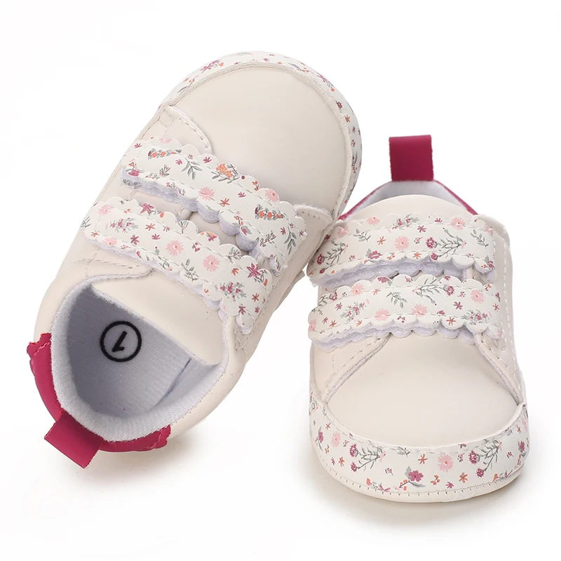 Baby Shoes Infant Pre-Walker Shoes, Floral Embroidery/ Bow Princess Sneakers, Soft Sole Casual Footwear for Baby Girls0-18M - 5