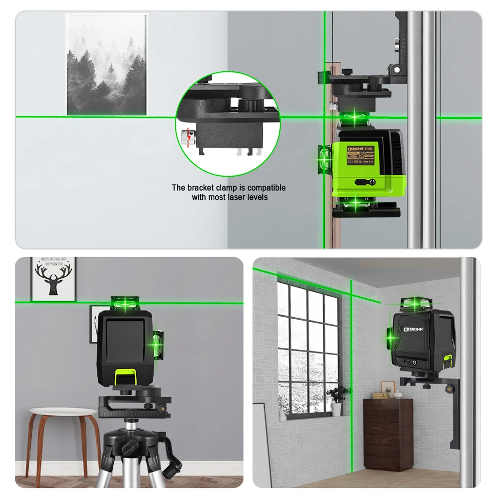 CLUBIONA Magnetic Wall Mounted Laser Level Bracket 360&deg; Rotation Hanger Holder Stand Base For 1/4" and 5/8" Screw Line laser laser level bracket