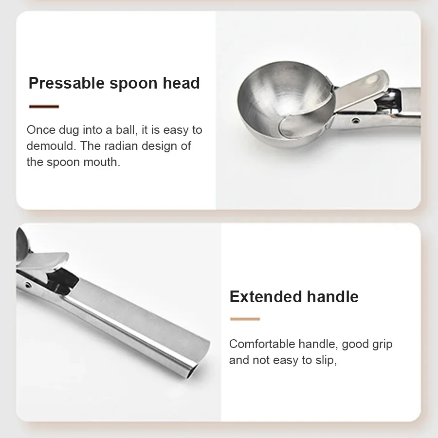 Stainless Steel Ice Cream Scoop Dual-Purpose Fruit Scoop Multifunctional Kitchen Tool for Ice Cream & Fruit ice cream scoop