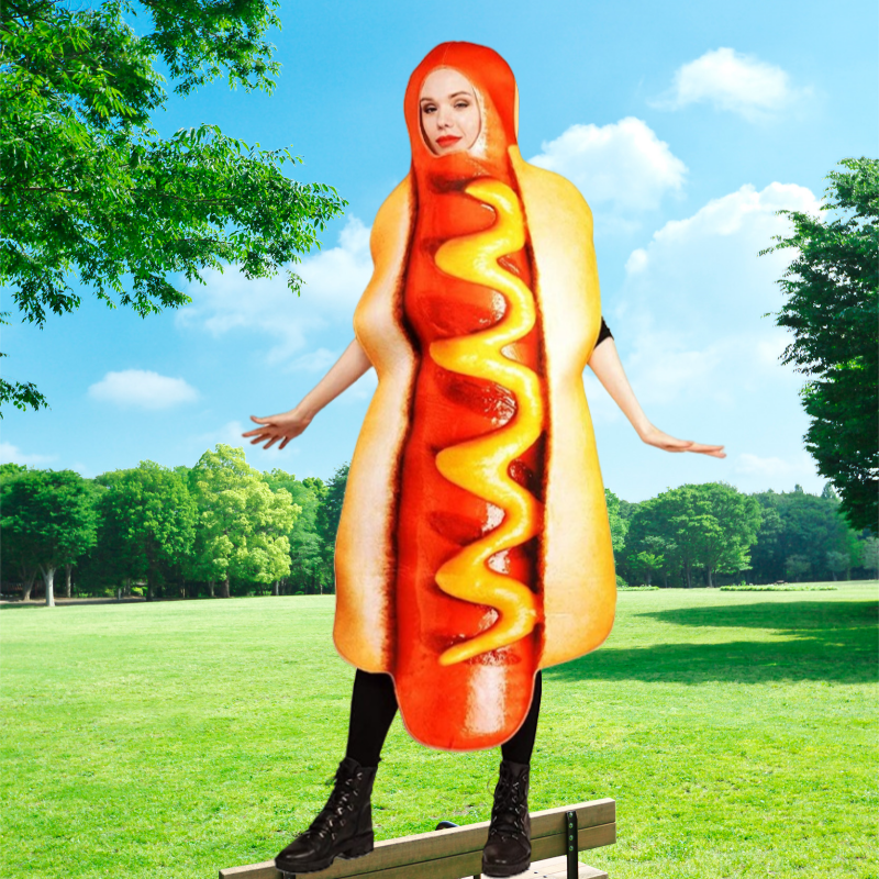 High Quality Couple Costume Halloween Funny Hot Dog Adult Hot Dog Cosplay Costumes Stage Show Hot Dog Costumes
