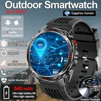 Outdoor Sports Smart Watch Men Built-in GPS LED Flashlight 540mAh Compass BT Call 3ATM Waterproof Health Smartwatch Man 2025 New