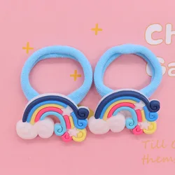 Vibrant Rainbow Hair Accessories Set - Elastic Bands & Scrunchies (Black)