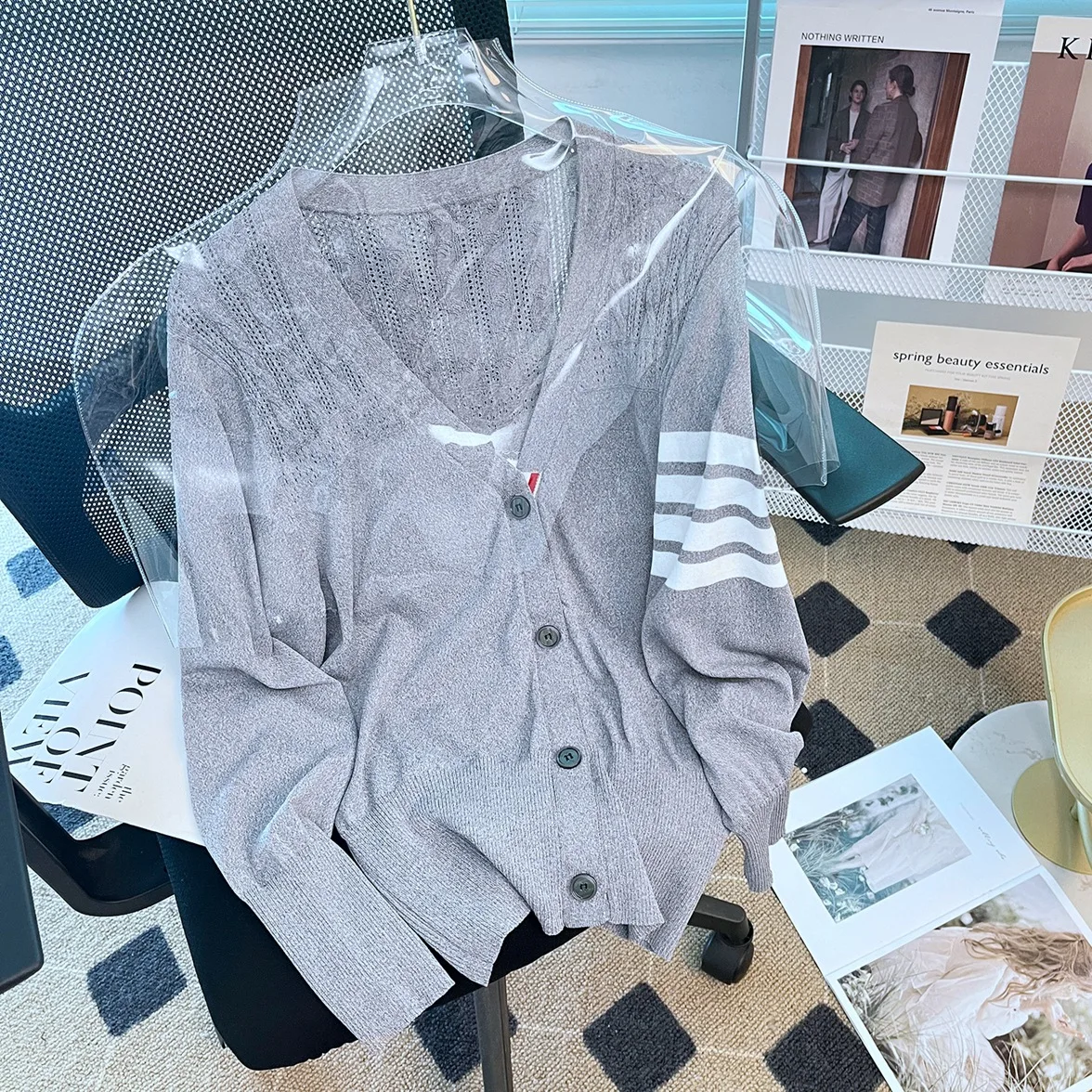 

summer srtiped cardigans For Women, knitted shirt ,thin style, Hollow Out Spring Jackets Coat , Sweater Tops, 여성 반팔 니트