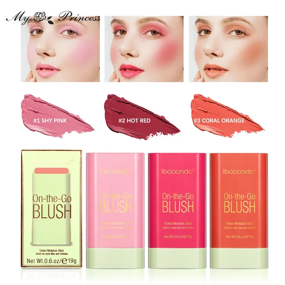 Tinted Moistured 3-in-1 Blush Stick Lipstick Eyes Cheek and Lip Tint Waterproof Lightweight Cream Multi Makeup
