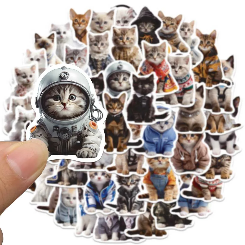 50/100Pcs INS Novelty Cartoon Cute Kawaii Cats Series Stickers PVC Waterproof Stickers Decals For Kids Boys Girls Toys Gifts