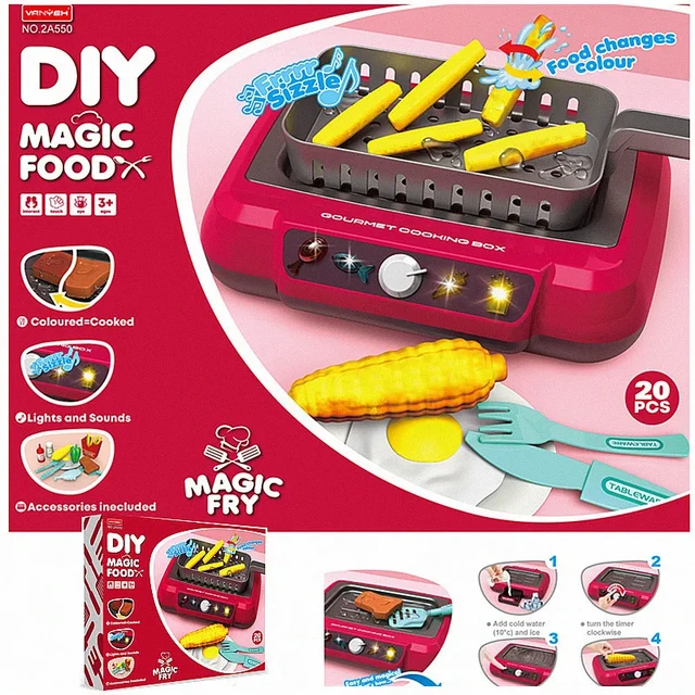 Kids Air Fryer Set Color Changing Little Chef Pretend Play Grill Playset  Pretend Play Kitchen Accessories