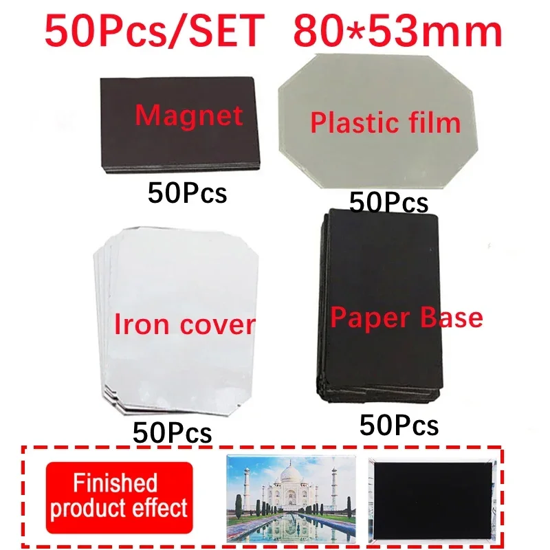Badge Parts Button Making Supplies 50Pcs/set Rectangle Strong Magnetic Fridge Magnet Badge Machine Consumables Fridge Magnet Button Parts 80*53MM/50*50CM