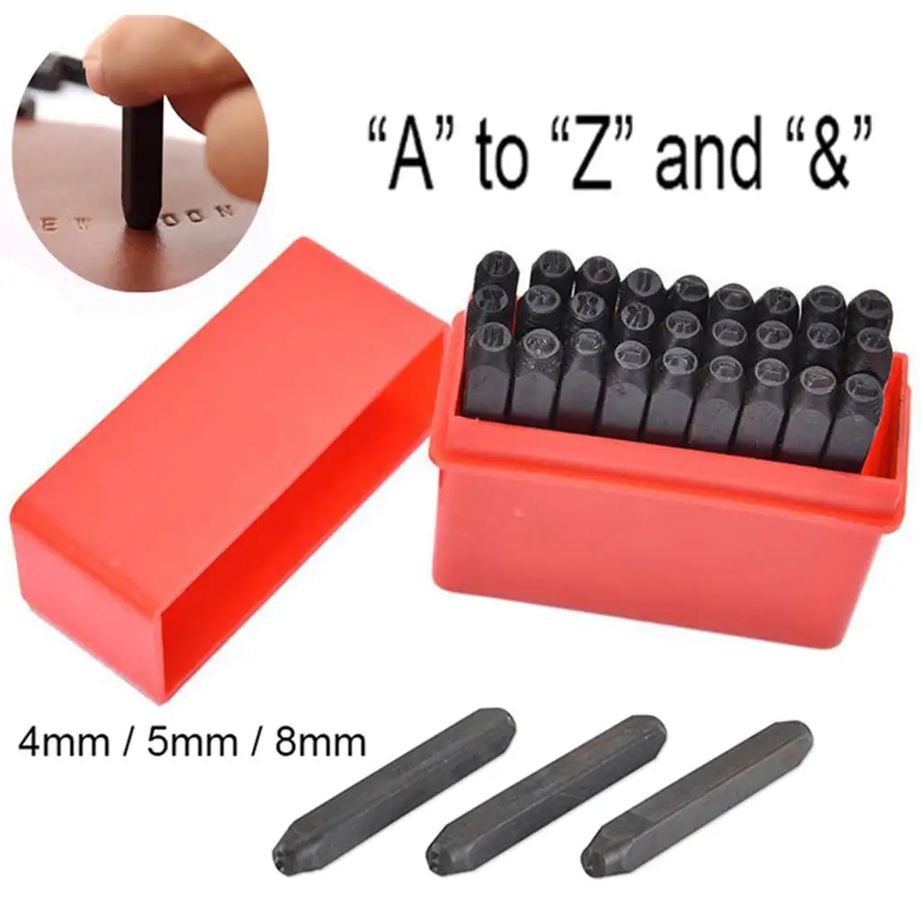 27-Piece LETTER with '&' Metal Stamp Punch set Tool Marker 4mm 5mm 8mm Options