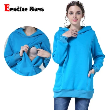 Winter Maternity Clothes Fleece Breastfeeding Hoodie Women Pregnant Jumper Pregnancy Clothing Sweater Large Size