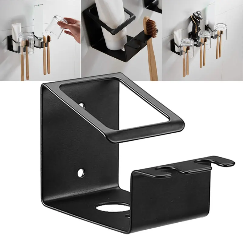 

Bathroom Stainless Steel Self Adhesive Hook Wall Mounted Toothpaste Electric Toothbrush Holder Wall Hooks Organizer Accessories