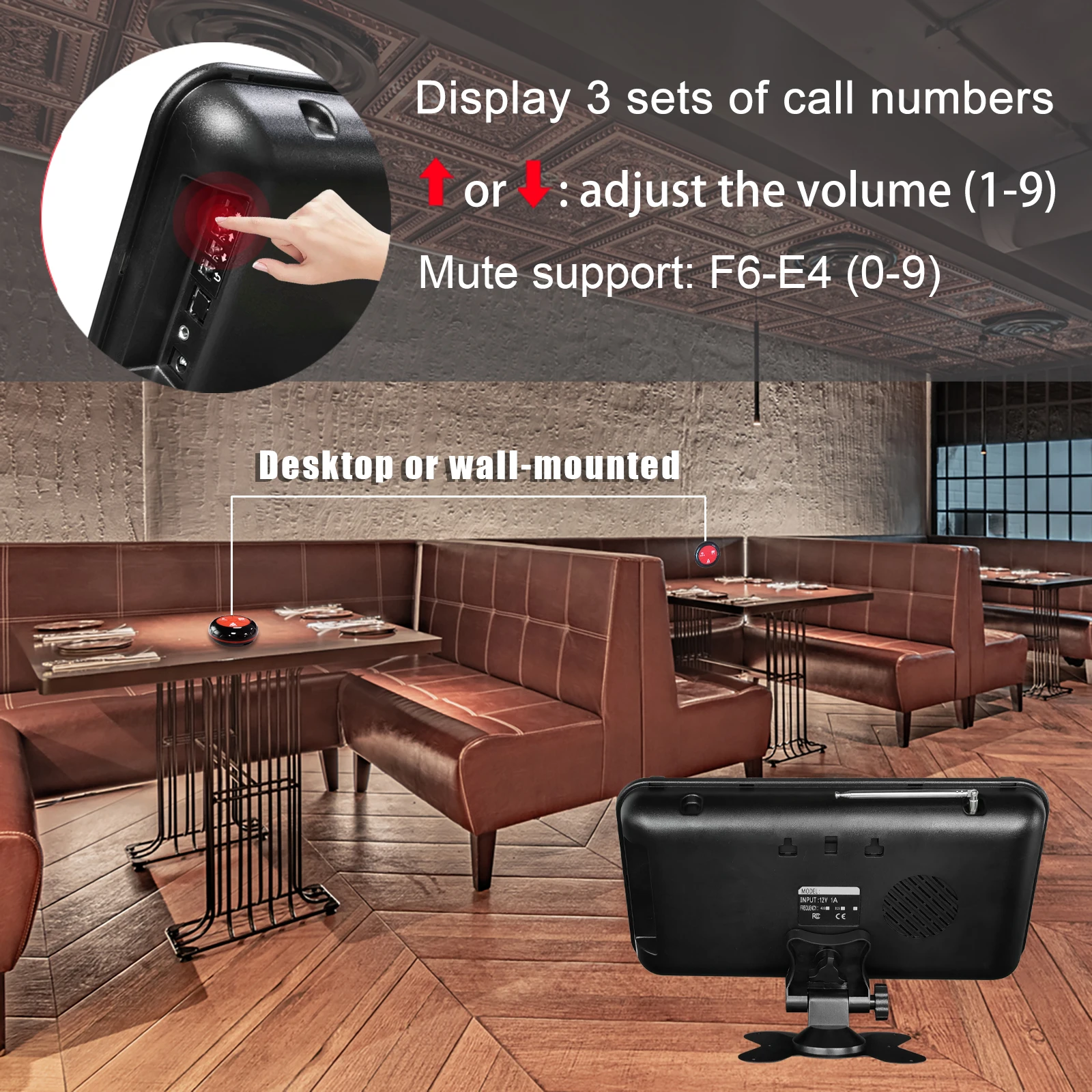 KOQI Pager Wireless Waiter Call System Service Beeper 1 Number Monitor 10pcs Waterproof Table Caller Bell for Bar Restaurant