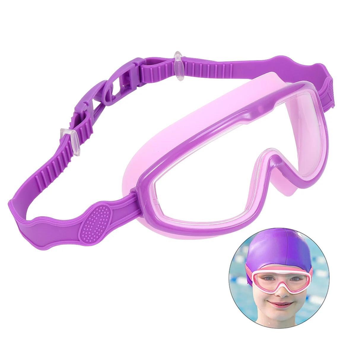 

Creative Swimming Glasses Goggles Anti-fog Waterproof Spectacles Durable Swimming Equipment for Kids Children (Purple)