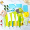 17pcs Montessori Kitchen Tools for Kids Cooking Set Real Cooking Plastic Toddler Safe Knives Crinkle Cutter Kids Cutting Board 2