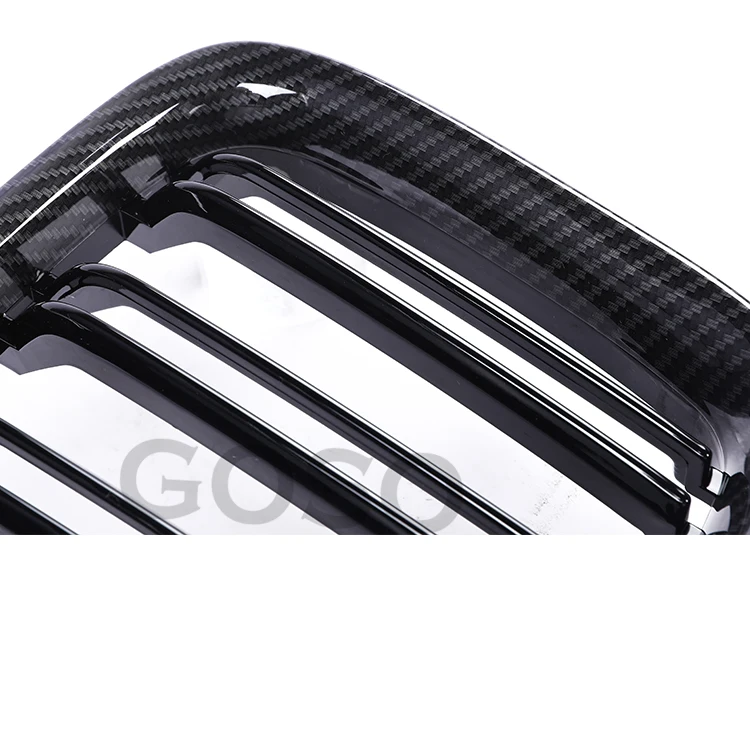 car fenders Carbon Fiber Front Bumper Kidney Double Slat Grill M Design Grille For BMW X1 Series E84 SDrive XDrive 2009-2016 Car Accessories car hood