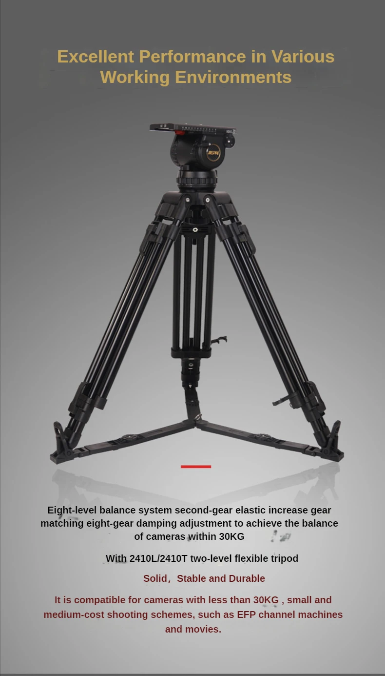 V20L / V20T PRO Heavy Duty Carbon Fiber/Aluminum Video Camera Tripod with 100mm