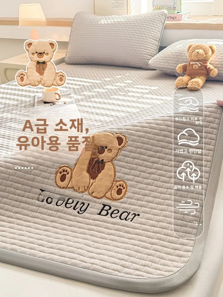 소프트 프레트워크 코튼 매트리스 패드 싱글 미끄럼 방지 침구 보호 패드 홈 침실 다다미 샌드위치 코튼 베드 가드 패드