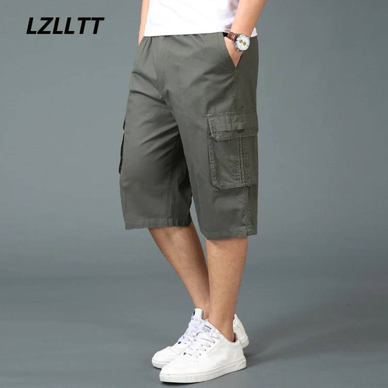 

Men Summer Casual Cargo Shorts Men Fashion Cotton Multi Pockets Shorts Men Outwear Joggers Military Style Breeches Shorts Male