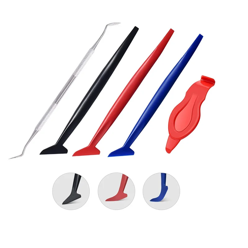 5Pcs/3Pcs Flexible Micro Squeegee Car Vinyl Wrap Tool Kit EdgeTrimmer with Different Hardness Window Tint Stickers Install Tool