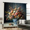 2pcs, 2D flat Window Curtains flowers and plants (3) Machine Washable Fabric,Without Electricity Festive Backdrops Applies to 6