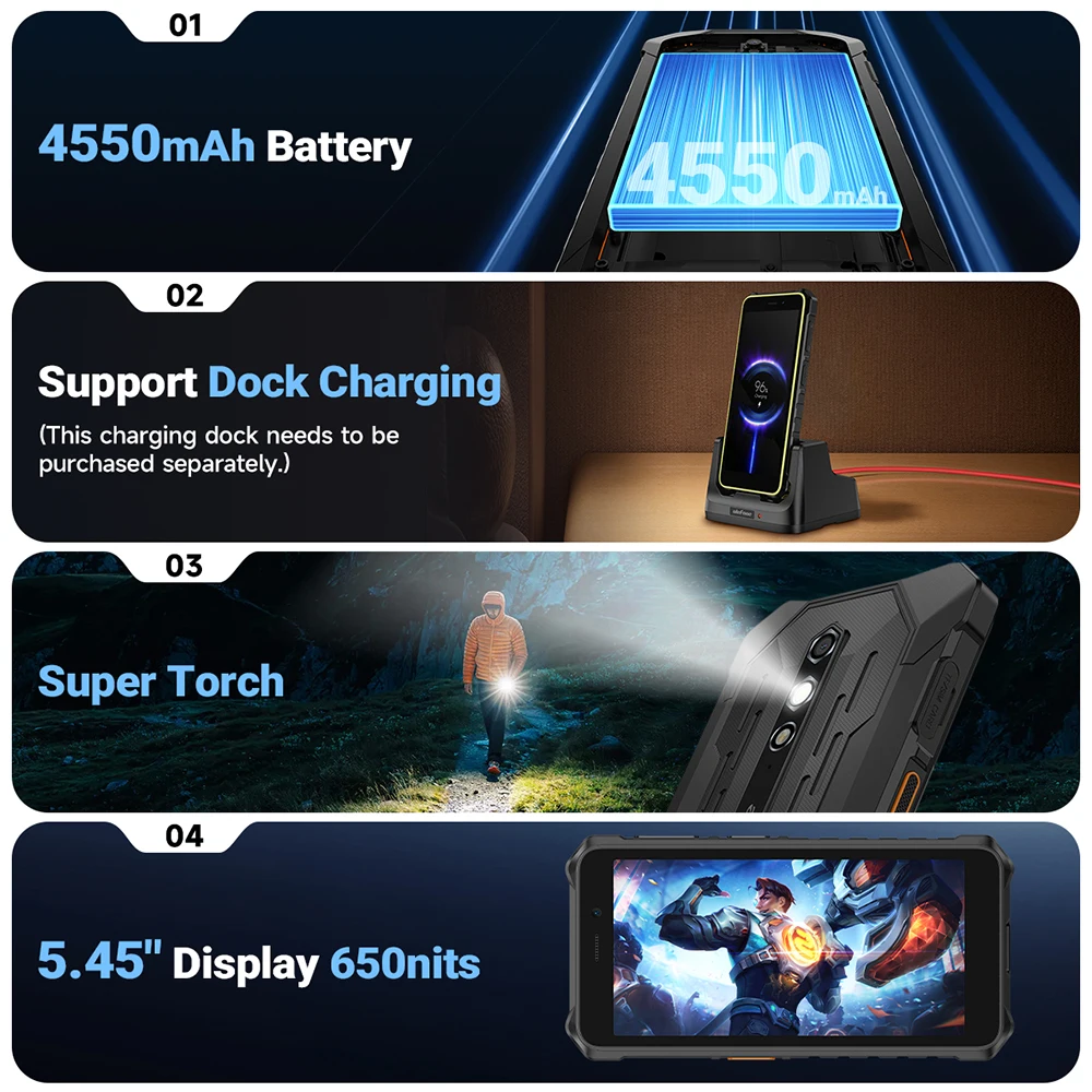 【World Premiere】Ulefone RugKing 2 Pro AI Rugged Phone Android 15 4G 128GB ROM Waterproof Smartphone NFC 5.45"4G  Global 4550mA