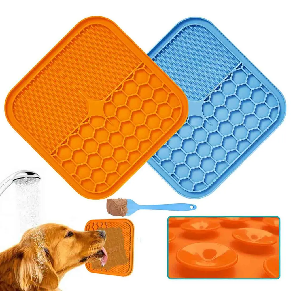 Pet Lick Pad Slow Feeder Licking Silicone Mat For Pet Dogs Cats Slow