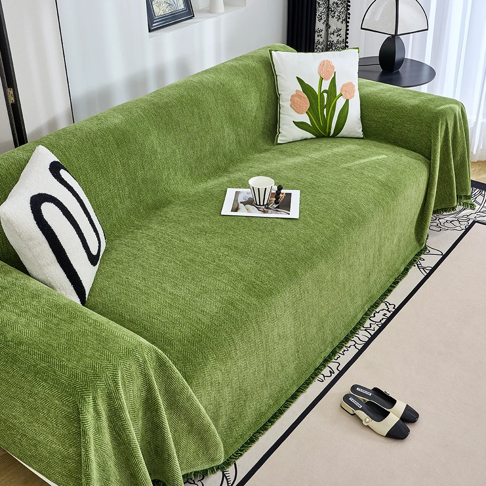 Chenille Sofa Towel for living room French Style home decoration Sofa Cover Couch Cover Tassel edge Waffle cushion