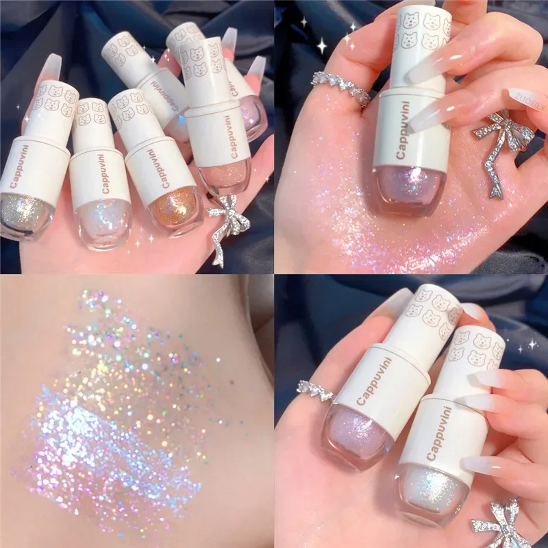 6 Colors Liquid Eyeshadow Highlight Sequins Glitter Eye Shadow Pearlescent Lying Silkworm Waterproof Lasting Shiny Eye Cosmetic eye shadow glitter makeup accessories