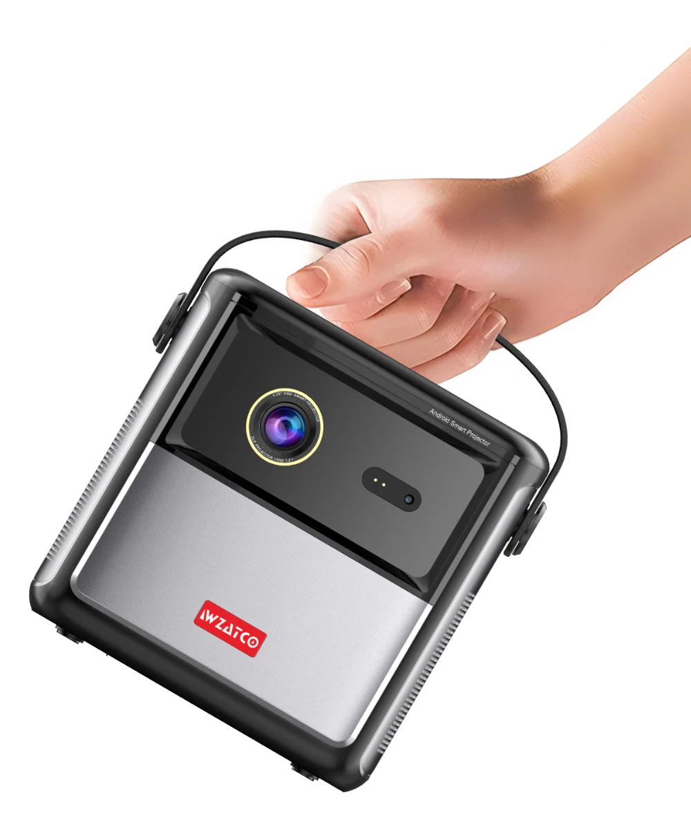 WZATCO S90 Max Projector 3D 4K Cinema Android 11.0 WiFi Mini Portable 1080P Home Theater Video DLP Projector Beamer with Battery