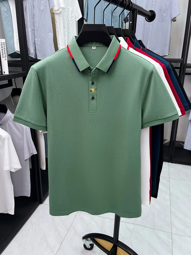 Luxusmarke, exquisit besticktes Kurzarm-Poloshirt für Herren, neue Mode, Sommer, atmungsaktives T-Shirt, lässiges Oberteil im koreanischen Stil – Detail 14