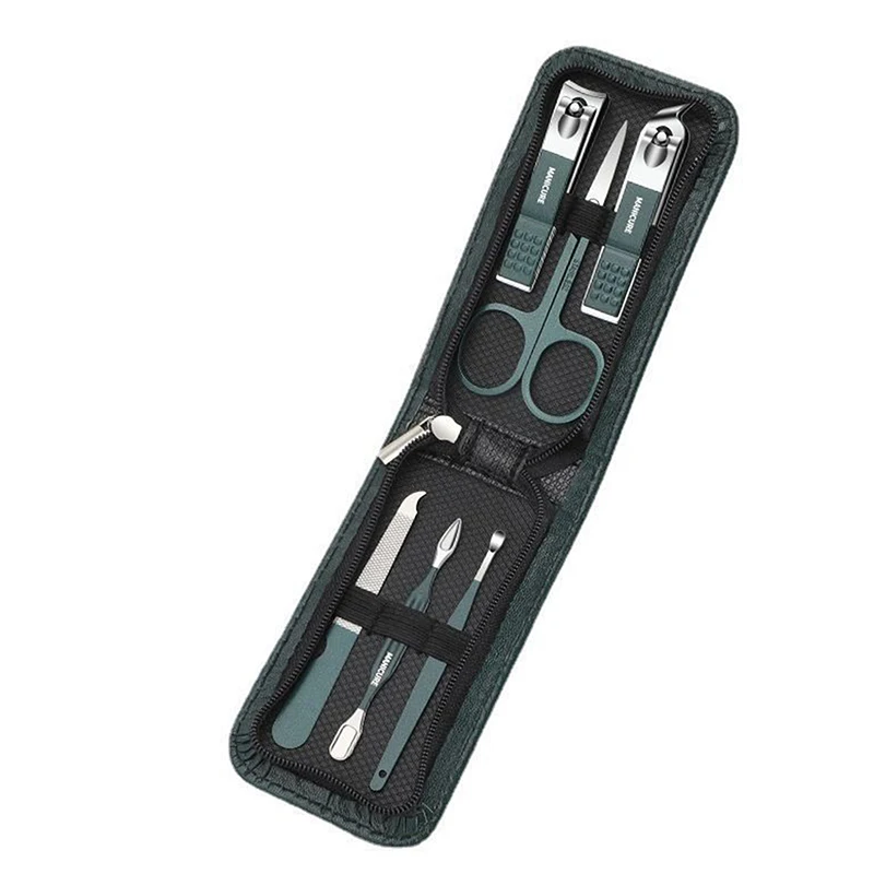 6 Pcs Portable Luxury Manicure Sets Pedicure Kits Bright Black Nail Clipper Set Personal Care Tools Eyebrow Scissors