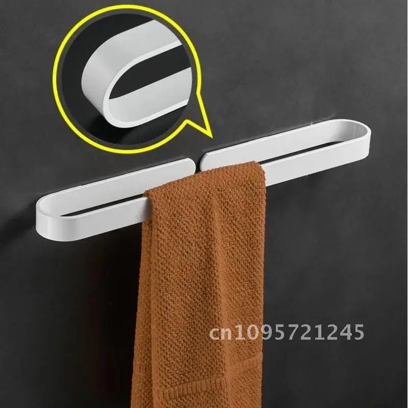 Nail free Solid Aluminum white Towel Bar Single Towel 30/40/50/60 white Bathroom cm Holder Rack Matte