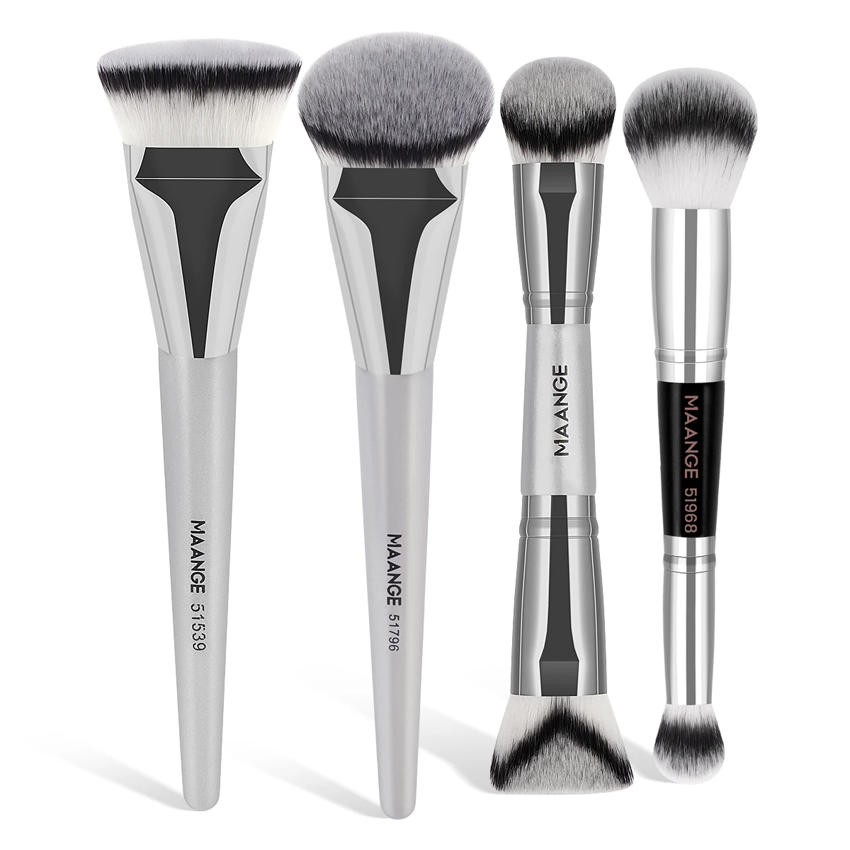 Makeup Brushes 4pcs 2pcs Dual-ended Concealing Blush Brushes 2pcs Flat Top Angled Foundation Kit for Gifts Girls