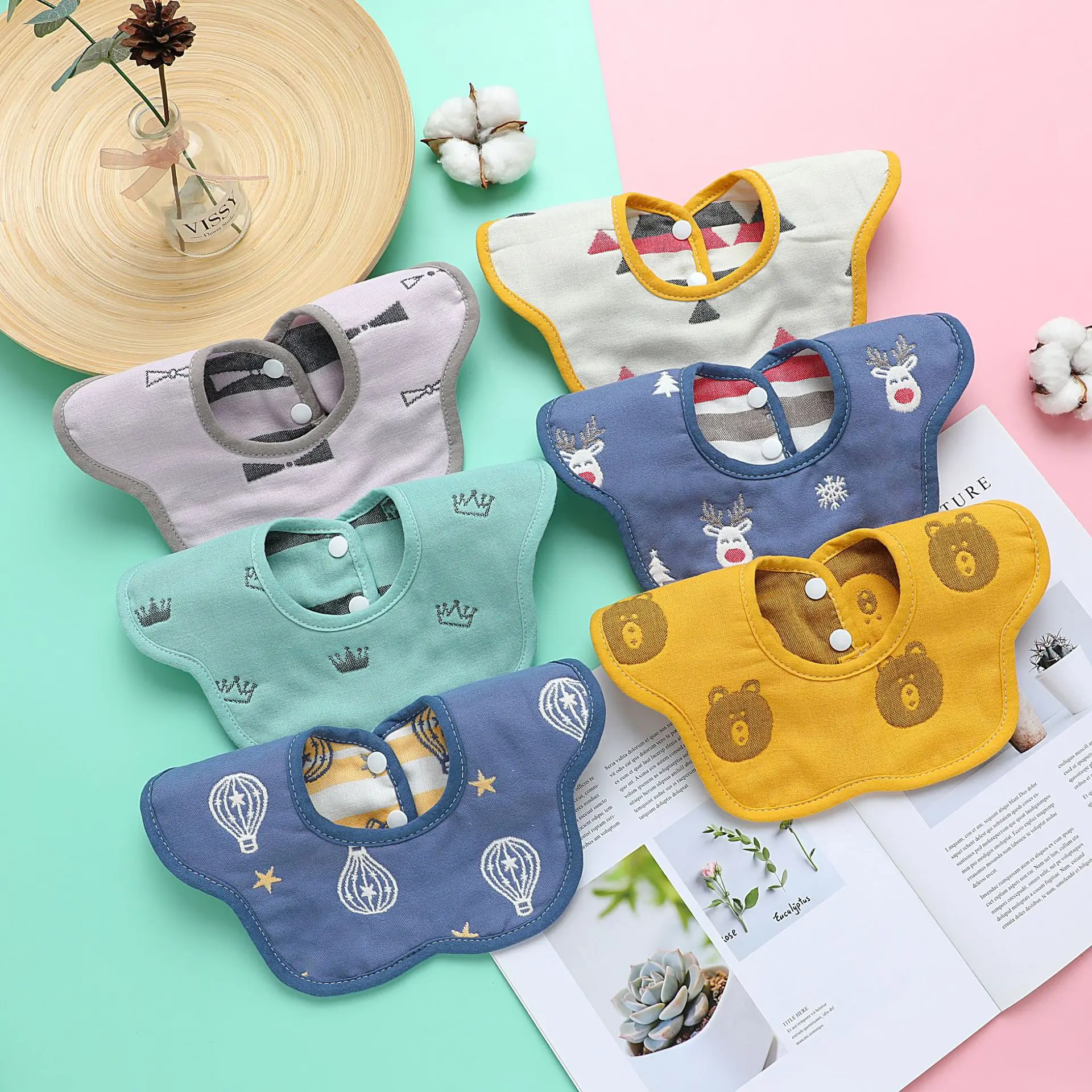 

5pcs Bib Baby Bibs Cotton Bandana Bibs Baby Boys Girls Babador Feeding Smock Embroidery printing Babies burp cloth Saliva Towel