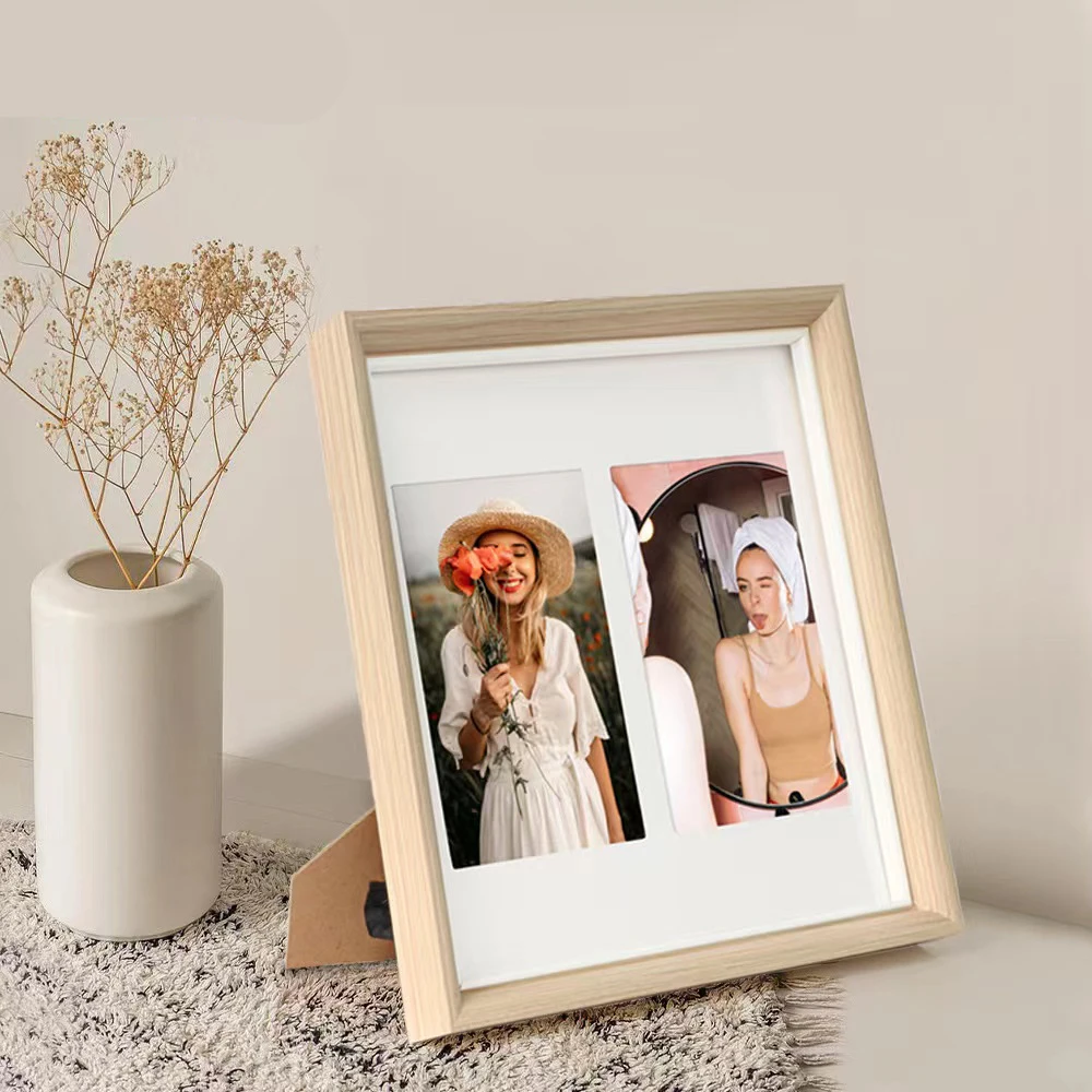 3/5/6/SQ/inch Photo Frame Minimalist Table Hanging Wall Square Wooden Frame Suitable For Fujifilm Instax Mini 12 11 EVO Camera