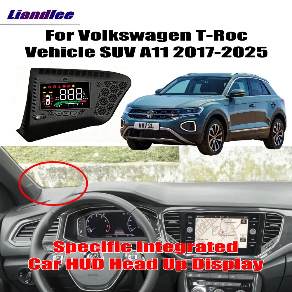 폭스바겐 VW T-Roc 2017-2025 전용 통합형 차량 헤드업 디스플레이 HUD, 전체 기능 정보 투사 프로젝터