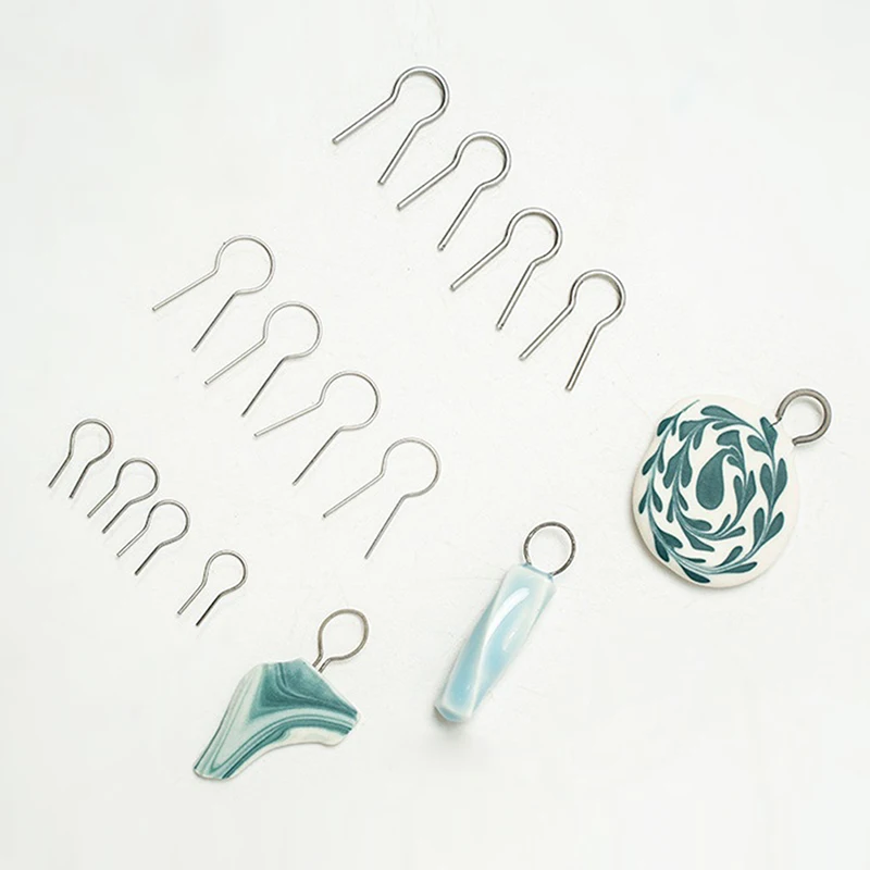 50/100PCS High Temperature Resistance Tungsten Wire Hanging Firing Hook Jump Rings Pottery Ornament Hanger Ring pottery tools tungsten wire jewelry hanging burning tool