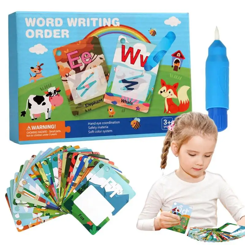 

Детский алфавит для рисования водных карт, 26 букв, АБС-буквы, слова с ручкой для рисования, рисование водой, волшебные каракули, рисование открыток, АБС-буквы для