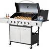 MELLCOM 6 Burner BBQ Propane Gas Grill, 58,000 BTU Stainless Steel Patio Garden Barbecue Grill with Stove and Side Table 1