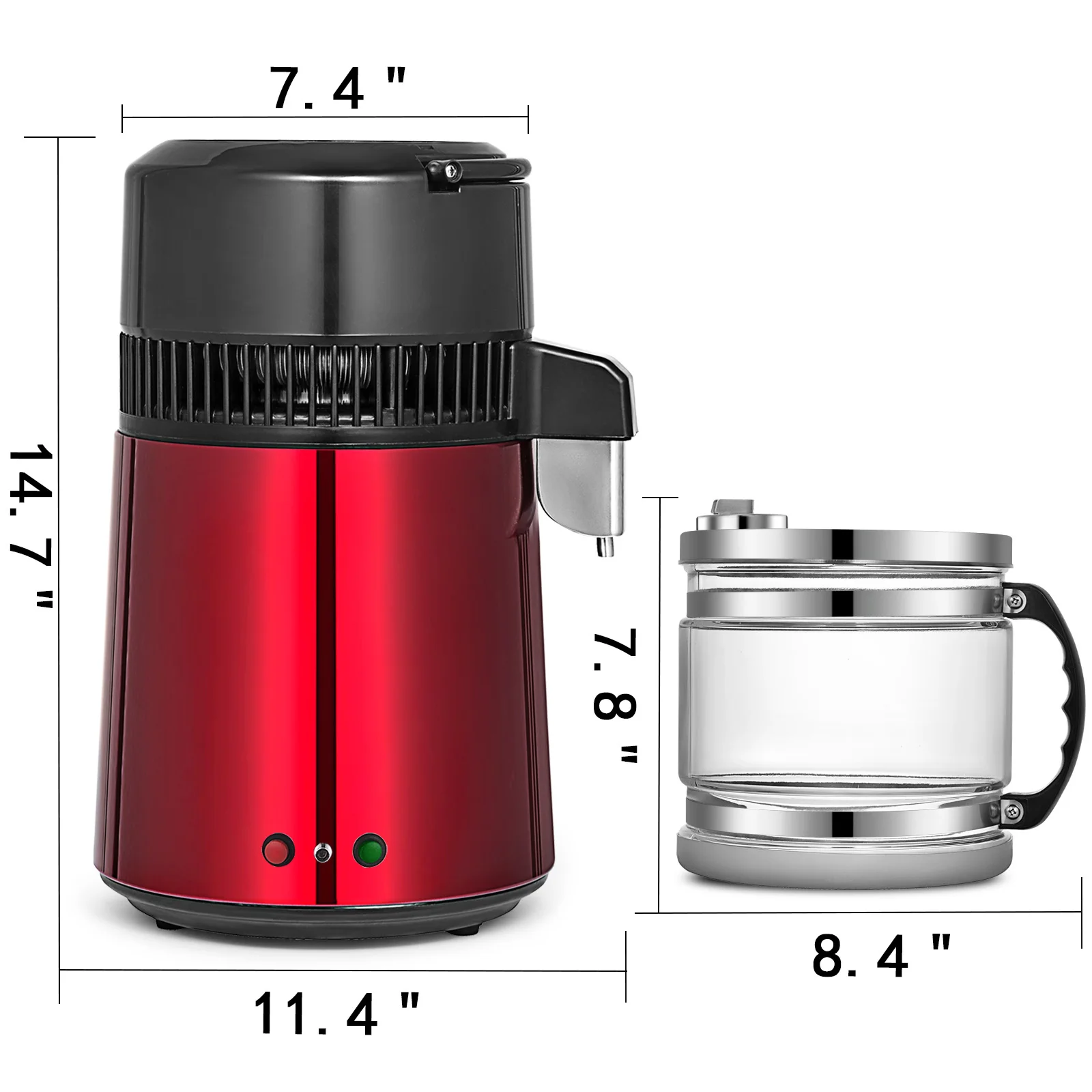 VEVOR 4L Wasser Brennerei Wasserfilter Filter Dispenser Trinken Flasche  Weichspüler 0,26 Gal/H Destillieren Geschwindigkeit Dual Tasten Home  Appliance