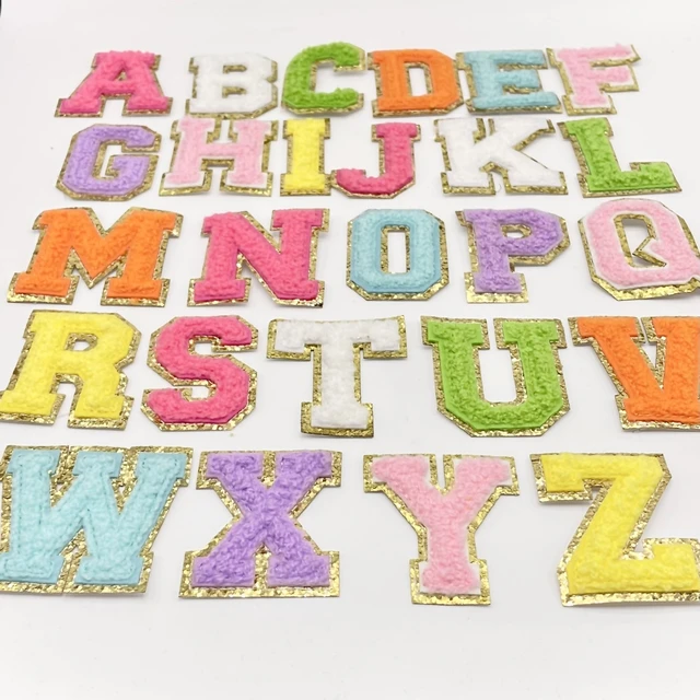 26pcs/set 6.5cm English Letter Patches Chenille Letter Patches with Glitter  Name Sticker Patch Stick on For Clothing Shirt Bag - AliExpress